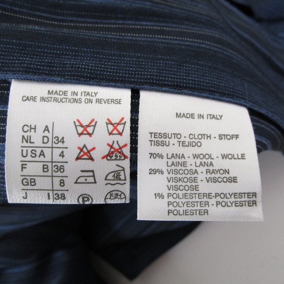 Max Mara Navy Blue Black Striped Wool Blazer Jacket 4 - Picture 9 of 10